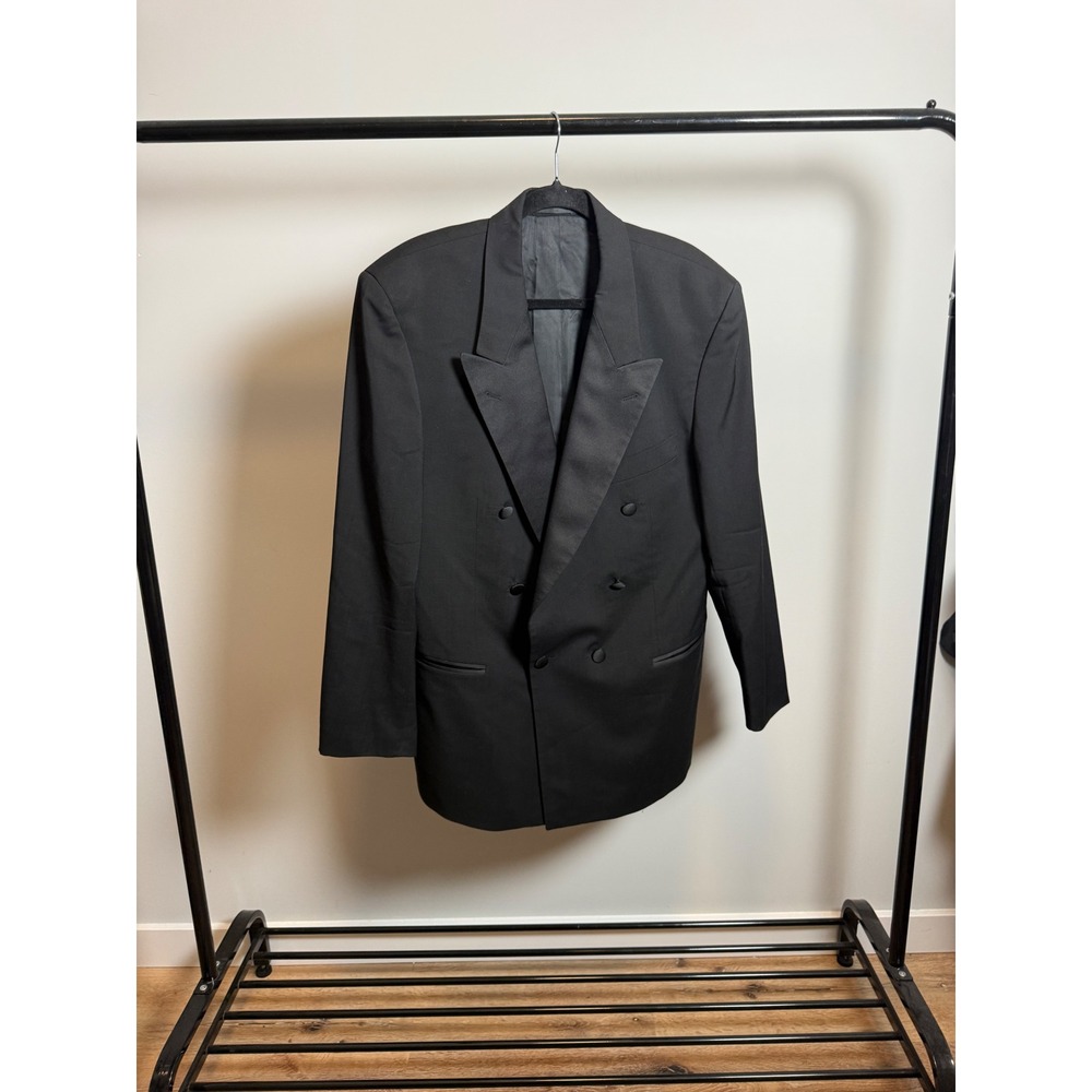 Hugo Boss Mens Double Breasted Tuxedo Blazer Cerruti 1881 Wool Germany Black